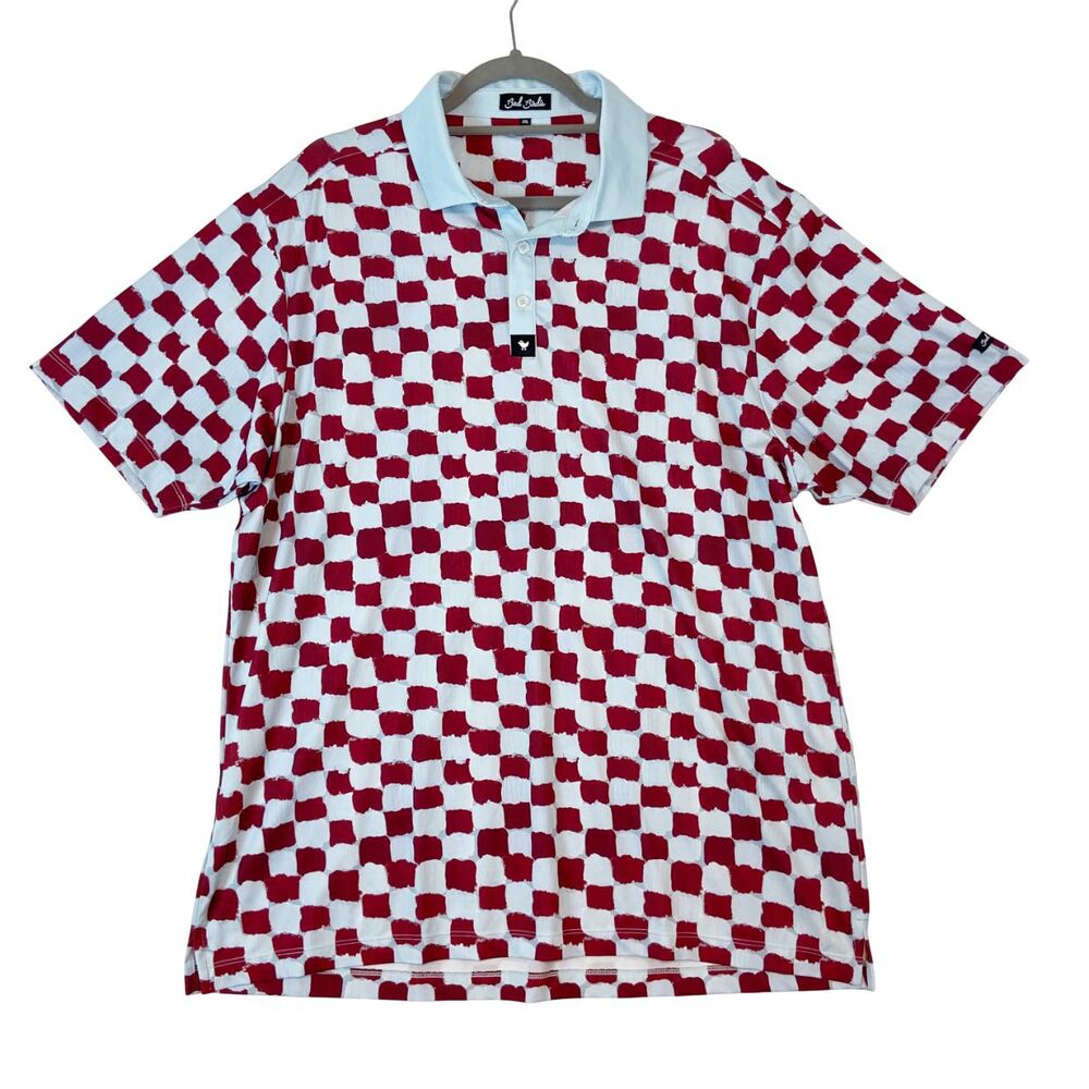 Bad Birdie‎ Golf Polo Shirt Men's 2XL Not Chess Checkered Short Sleeve Stretch